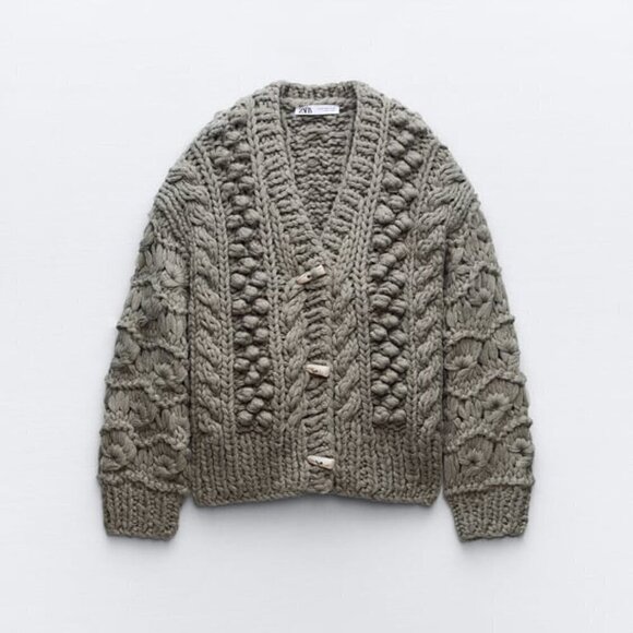 ZARA TEXTURED KNIT CARDIGAN - Picture 1 of 5